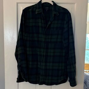 J. Crew Dark Green and Navy Plaid Shirt